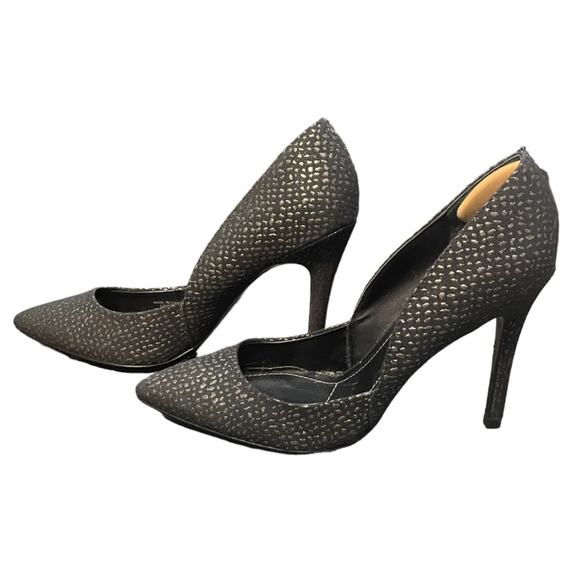 Charles by Charles David Black and Gold Pointed Toe Stiletto Heel Pumps Size 8 - Picture 1 of 9